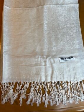 pashmina Cream Jacquard Fringe Wrap